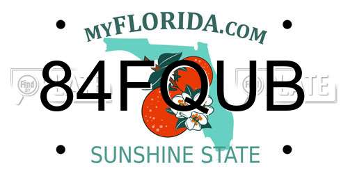 84FQUB Florida License Plate