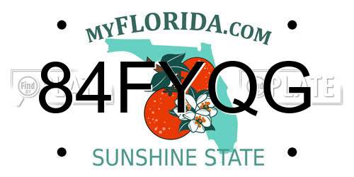 84FYQG Florida License Plate