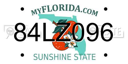 84LZ096 Florida License Plate