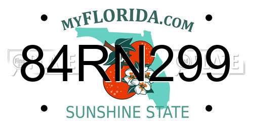 84RN299 Florida License Plate