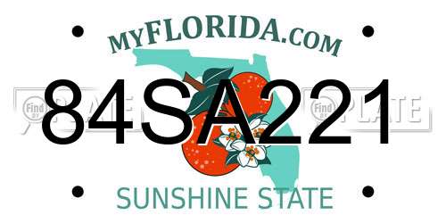 84SA221 Florida License Plate