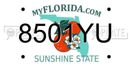 8501YU Florida License Plate