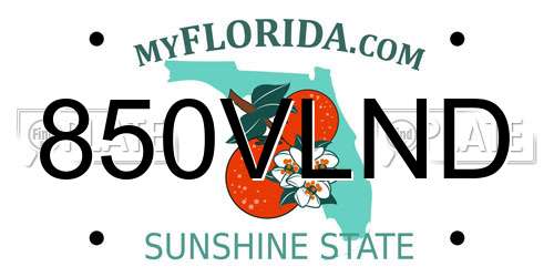 850VLND Florida License Plate