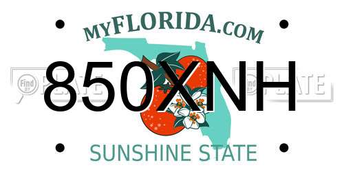850XNH Florida License Plate
