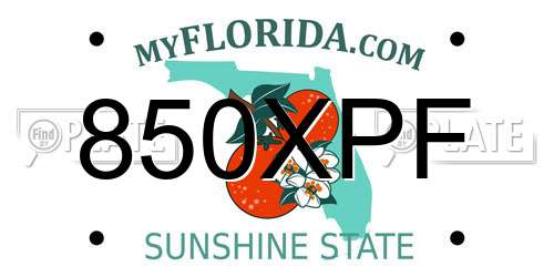 850XPF Florida License Plate