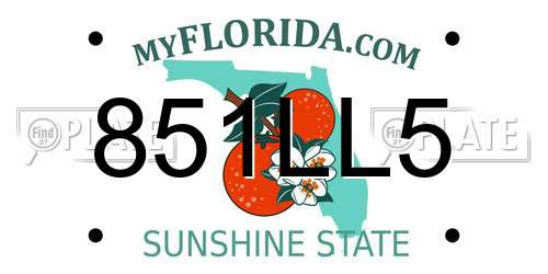 851LL5 Florida License Plate