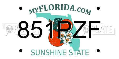 851PZF Florida License Plate
