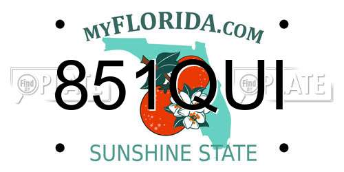 851QUI Florida License Plate