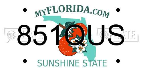 851QUS Florida License Plate