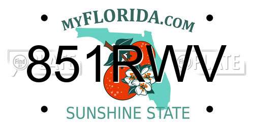 851RWV Florida License Plate