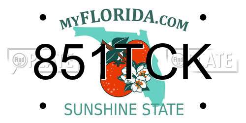 851TCK Florida License Plate