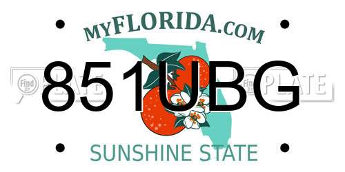 851UBG Florida License Plate