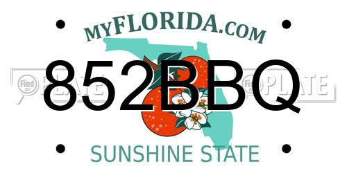 852BBQ Florida License Plate