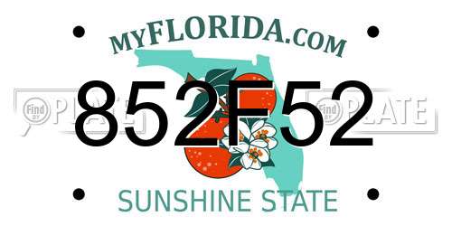 852F52 Florida License Plate