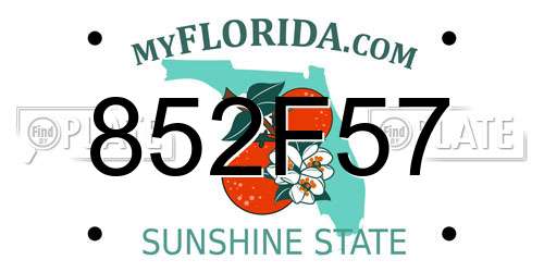 852F57 Florida License Plate