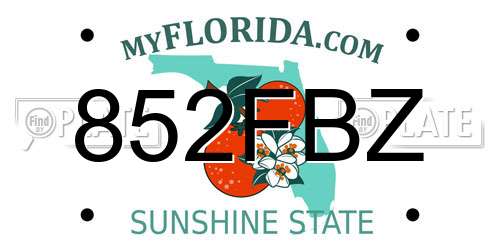 852FBZ Florida License Plate