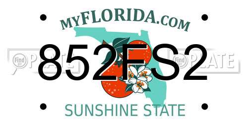 852FS2 Florida License Plate