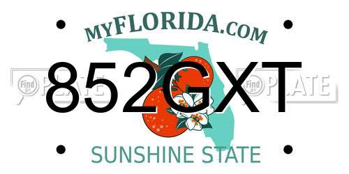 852GXT Florida License Plate