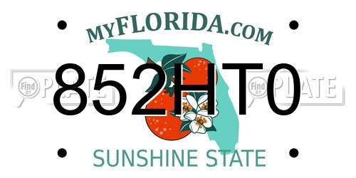852HT0 Florida License Plate