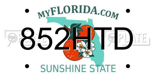 852HTD Florida License Plate