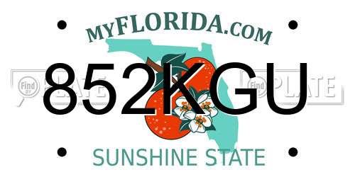 852KGU Florida License Plate