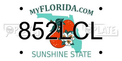 852LCL Florida License Plate