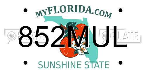 852MUL Florida License Plate