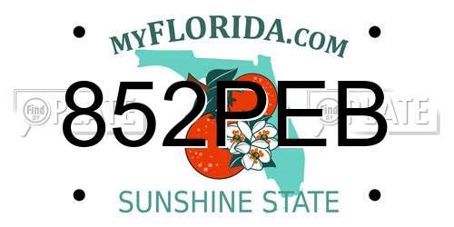 852PEB Florida License Plate