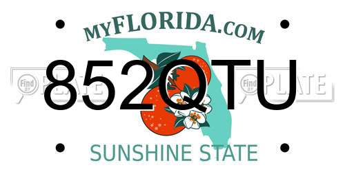 852QTU Florida License Plate