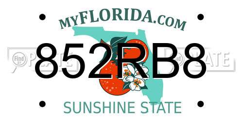 852RB8 Florida License Plate