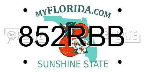 852RBB Florida License Plate