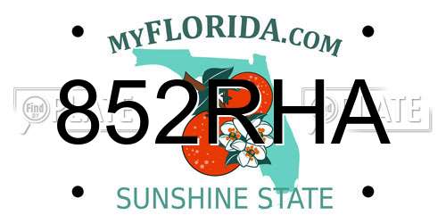 852RHA Florida License Plate