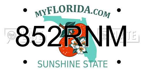 852RNM Florida License Plate