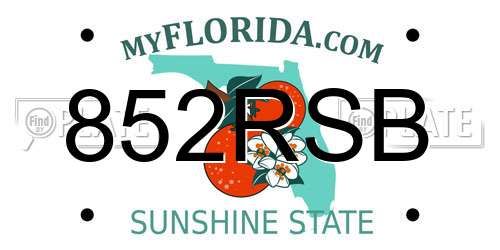 852RSB Florida License Plate