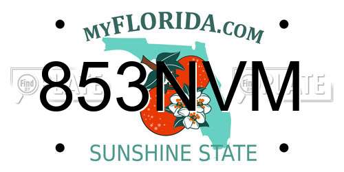 853NVM Florida License Plate