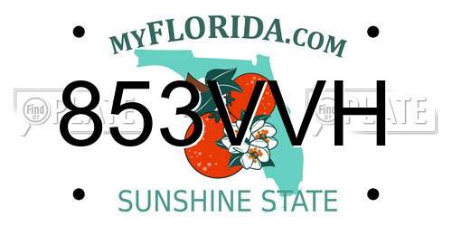 853VVH Florida License Plate