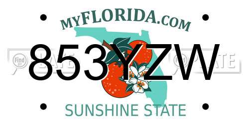 853YZW Florida License Plate