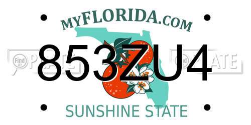 853ZU4 Florida License Plate