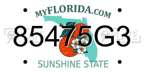 85475G3 Florida License Plate