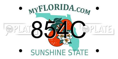 854C Florida License Plate