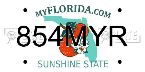 854MYR Florida License Plate