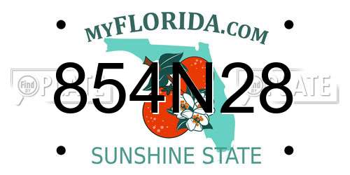 854N28 Florida License Plate
