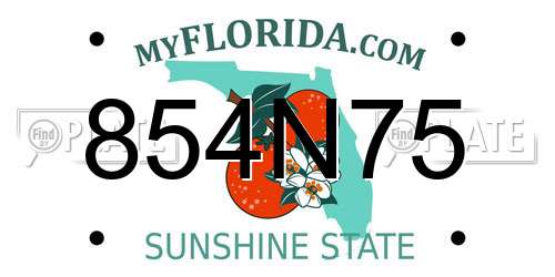 854N75 Florida License Plate