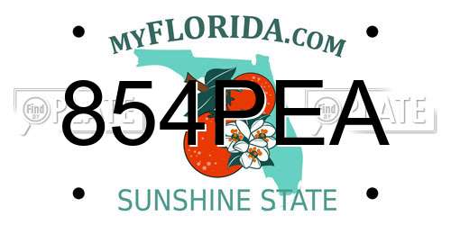 854PEA Florida License Plate