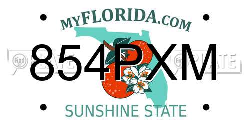 854PXM Florida License Plate