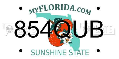 854QUB Florida License Plate