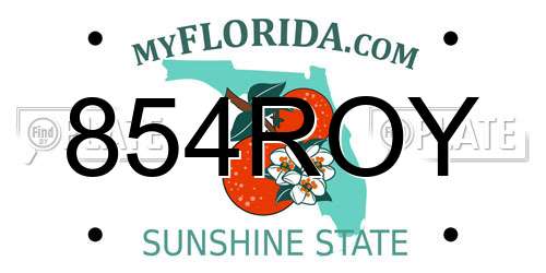 854ROY Florida License Plate