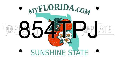 854TPJ Florida License Plate