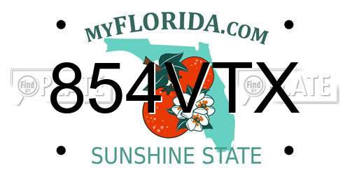 854VTX Florida License Plate