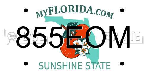 855EOM Florida License Plate
